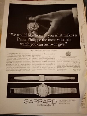 Sa65 Ephemera 1966 Reklame Patek Philippe Garrard 