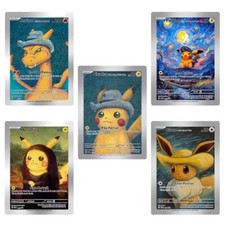 Pokemon Pikachu Snorlax Mewtwo Starry Night Van Gogh ACG Star Trading Metal Card
