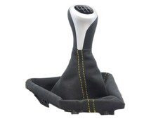 SCHALTKNAUF FUR BMW F30 F31 SCHALTSACK ALCANTARA SCHWARZ NAHT GELB + RAHMEN