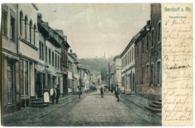 Postcard Bendorf, Rhine, Main Street, near Neuwied, Engers 1903