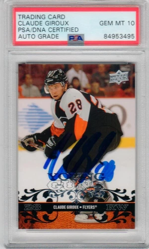 2008-09 Upper Deck #235 Claude Giroux signed RC Young Guns PSA/DNA auto Grade 10