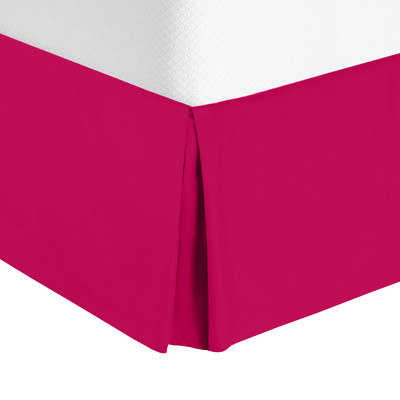 Hotel Luxury Pleated Tailored Bed Skirt - 14  Drop Dust Ruffle, Twin - Hot Pink