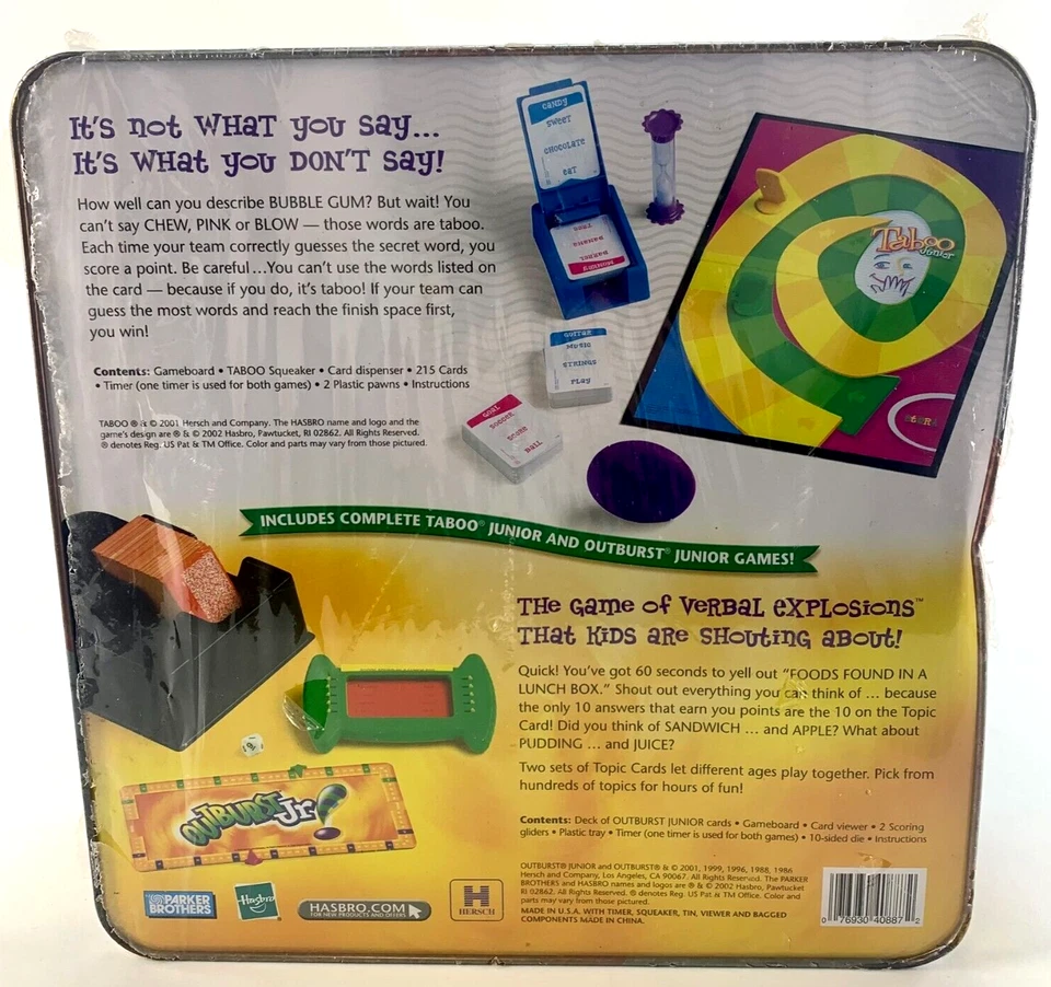 New Factory Sealed Dual Taboo Junior Outburst Jr Game Parker Brothers Metal Tin - Image 3 of 4