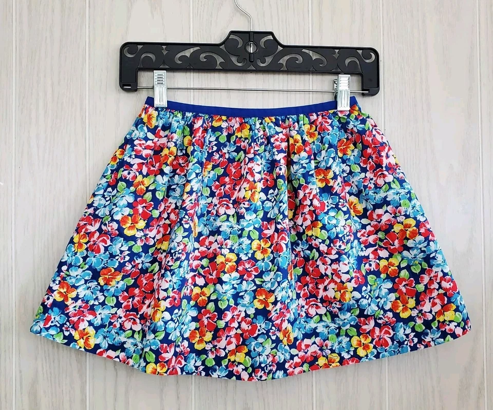 Polo Ralph Lauren Niña Grande Estampado Floral Algodón Patinador Falda M 8 10 Azul Real Foto 2 de 4