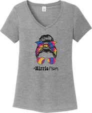 Mom Bun Hippie Mom Womens Tri Blend V-neck T-Shirt