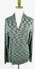 NWT Apt 9 Cross-Front Ruched Side Blouse PL Long Sleeve Gray Button Detail #99