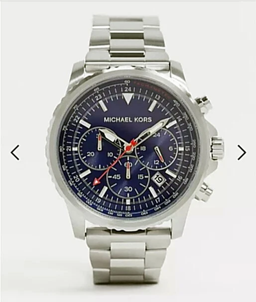 Orologio Cronografo Da Uomo Michael Kors Cortlandt $250 Nuovo con Etichette Acciaio Inox