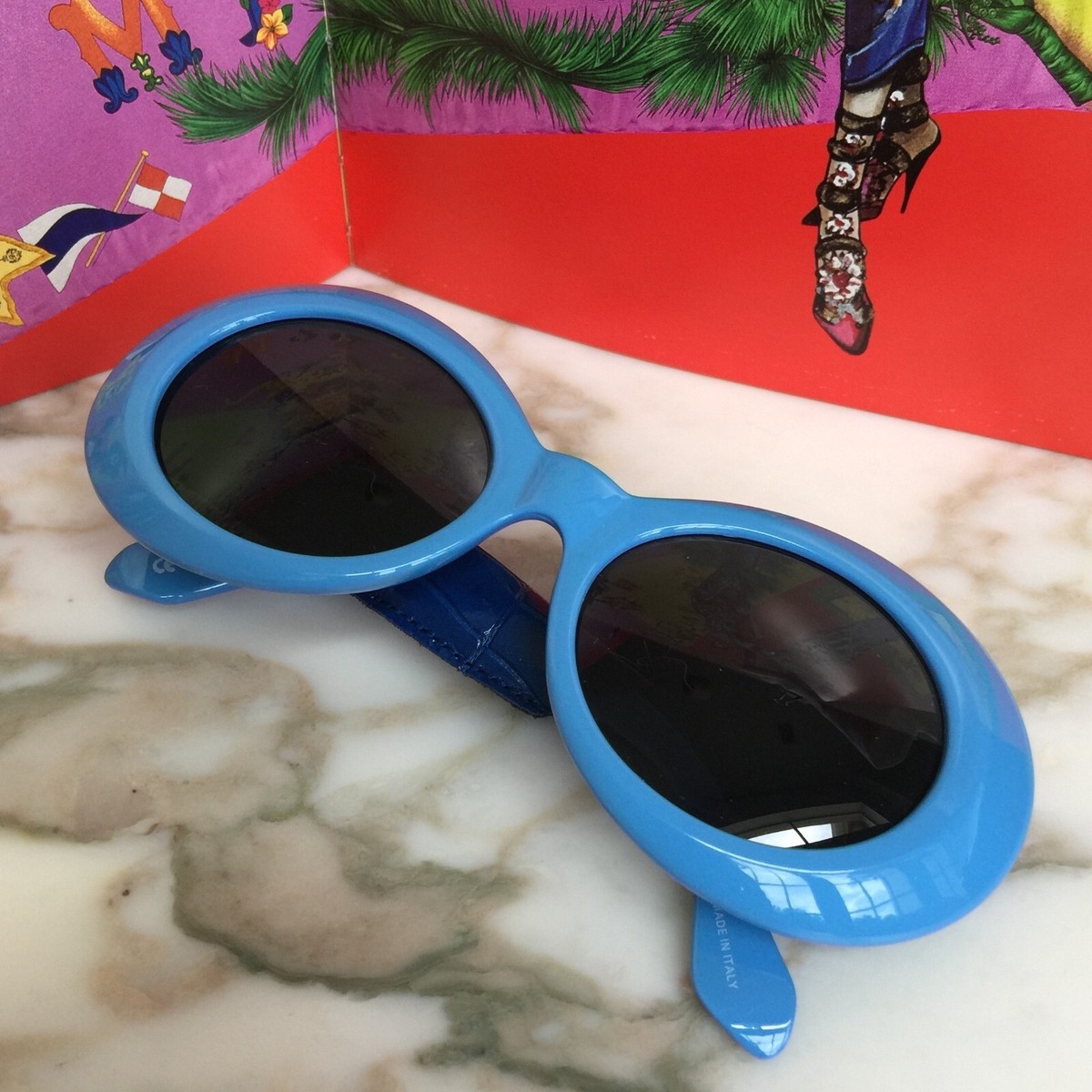 1996 GIANNI VERSACE sunglasses 418/P Col 938 blue croc. Style worn