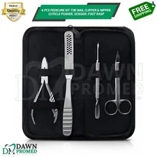 4 Pedicure Kit Toe Nail Clippers Set Cutter Cuticle Pusher Scissors German Grade