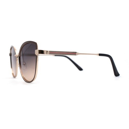 Womens Double Tone Metal Rim Designer Style Butterfly Sunglasses - 第 9/25 張圖片