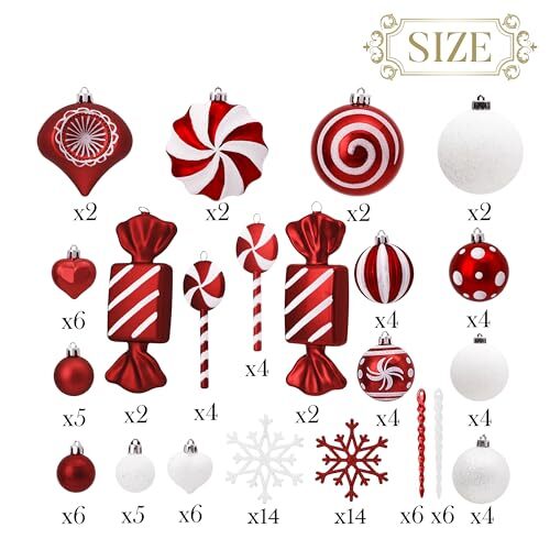 Weihnachtsschmuck Set, 108ct Zuckerstange rot und weiß bruchsicher - Bild 4 von 7