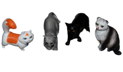 Cat Kitty Plastic Mini Figures Toys Lot of 4 China 2'' Chartreux Scottish Fold