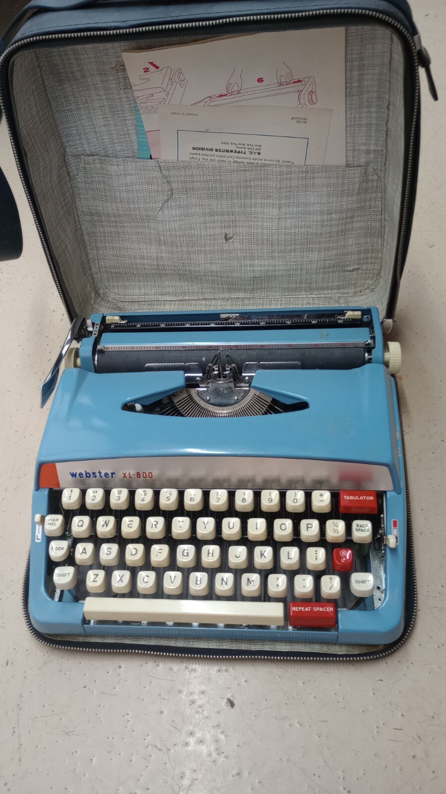 Vintage Brother WEBSTER XL800 Blue Manual Portable Typewriter Not