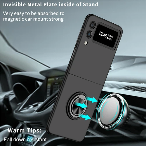 For-Samsung Galaxy Z Flip 4 3 5G Slim Matte Hard Case with Ring+Screen Protector - Picture 51 of 94