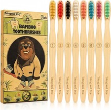 8 Count Bamboo Toothbrushes - BPA Free Soft Bristles, Biodegradable Eco Friendly
