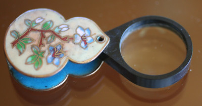 antique * RARE HAND-PAINTED SATSUMA PORCELAIN MAGNIFYING EYE LOOP FLORAL DESIGN*