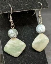 Jadeite Earrings Silver Tone and Green Tested on Presidium II  Lovely B9-15