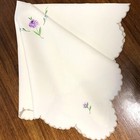 New No tags - Light Cream Linen SUPPER TABLE CLOTH 84cm Sq Lilac Rose Embroidery