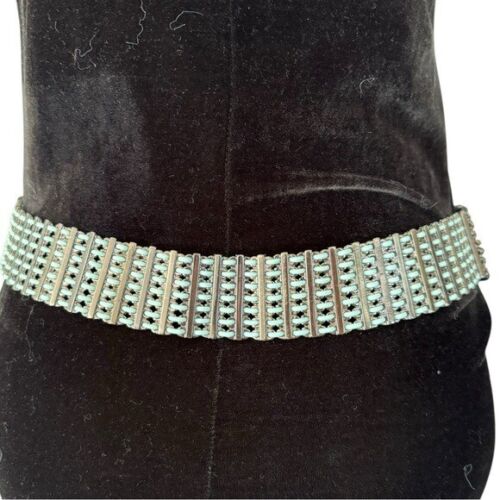 Cintura Neiman Marcus Navajo turchese argento pietra a grappolo concho perline western - Foto 4 di 16