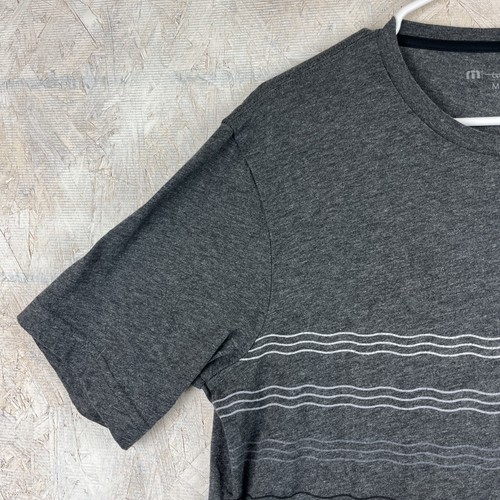 Travis Mathew T-Shirt Adult Mens Medium Pocket Pima Cotton Striped Gray Golf - Picture 3 of 10
