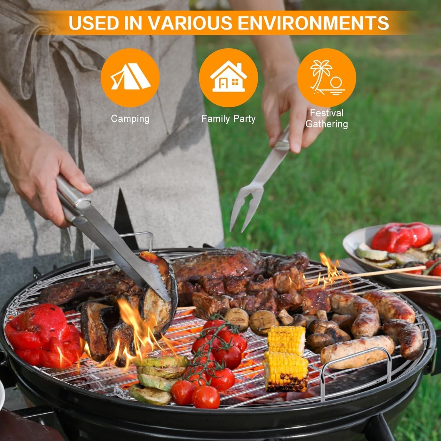 Replacement Hinged Cooking Grate for 22 Inch Charcoal Grill Heavy Duty Steel