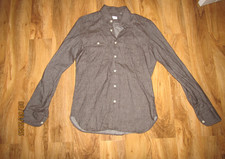 Eichelhemd Herren braun - grau Hemd Leinen Baumwollmischung Gr. 40 - 15 3/4