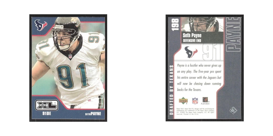 2002 Upper Deck XL Seth Payne Texans #198 - Image 3 of 3