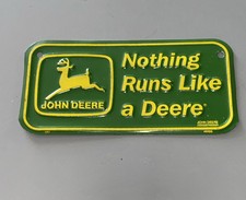 John Deere “Nothing Runs Like A Deere” 3” X 6” Aluminum Embossed Metal Plate 197