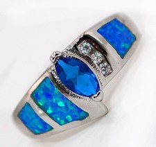 1CT Treated Sapphire 925 Sterling Silver Ring Sz 9 TD5