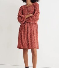 Madewell Women Challis Button Front Mini Dress Tiny Floral Daisy Cottagecore MED