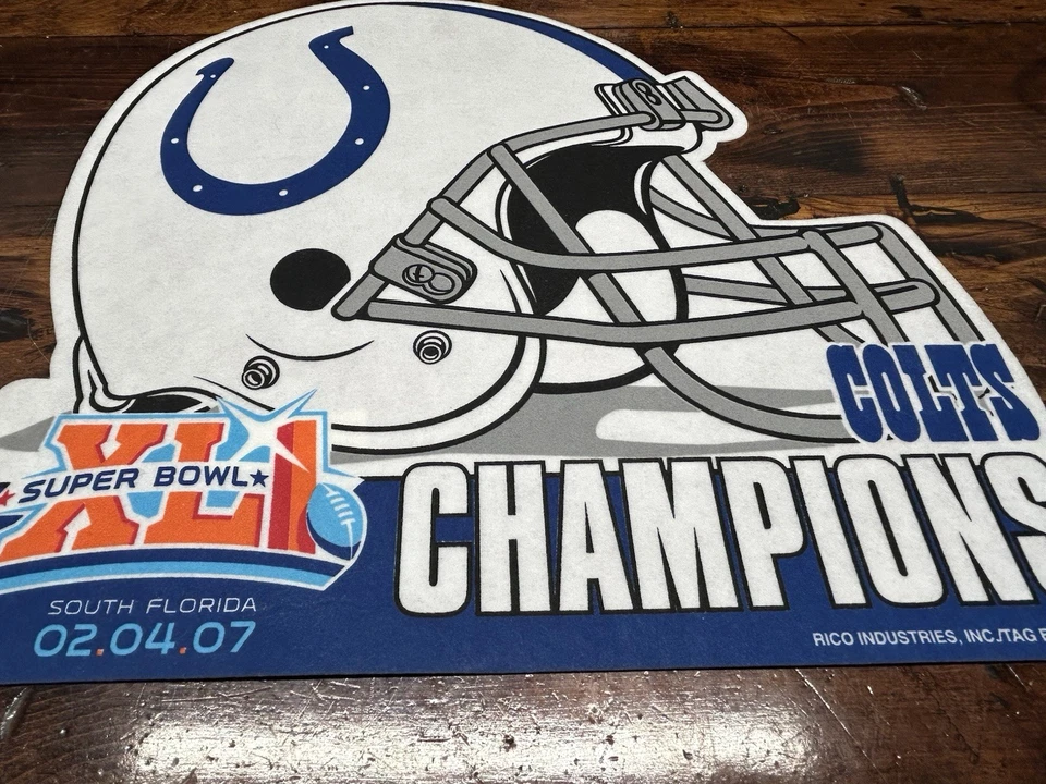 Indianapolis Colts Pennant Super Bowl XLI Champions Die Cut Football NFL 2007 - Изображение 2 из 4