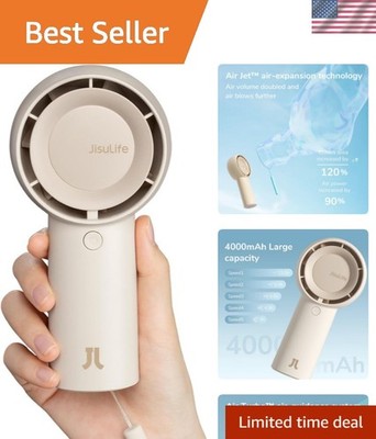 Handheld Portable Turbo Fan [16H Max Cooling Time], 4000mAh USB Rechargeable ...