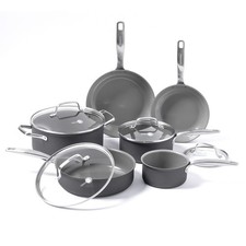 GreenPan Chatham 10-Piece Ceramic Nonstick Cookware Set  Pots, Pans  Lids, Gray