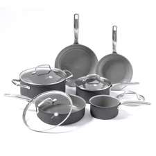 GreenPan Chatham 10-Piece Ceramic Nonstick Cookware Set–Pots, Pans & Lids, Gray