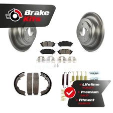 Rear Disc Coated Rotors Semi-Metallic Pads Parking Shoes & Hardware Kit For 2.5i