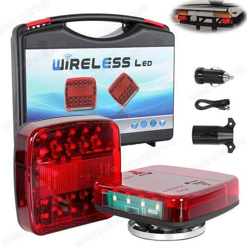 7 Pin LED Magnetic Wireless Trailer TailLight Kit - For Trailer Truck Automotive - Zdjęcie 1 z 11