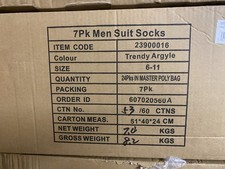 Mens Cotton 7 Day Socks Bulk Joblot Wholesale Bundle of 25 Packs of 7 UK Size 6