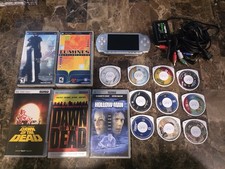 Sony PSP 2001 Slim Silver Console + 11 games/4 movies+Component out+1gb pro card
