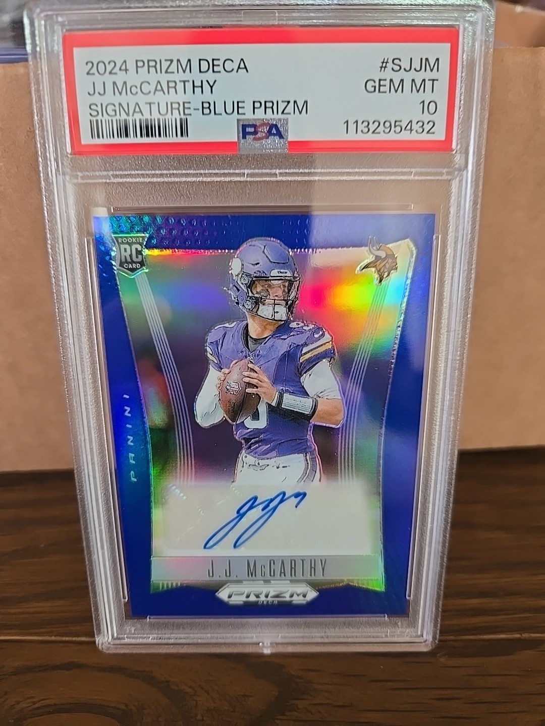 2024 Prizm Deca JJ Mccarthy Blue Auto Prizm Signature #SJJM /49 PSA 10