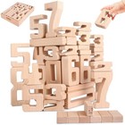 Lasoba Wooden Number Building Blocks, Large Digit Blocks 1-10, 32 Pcs Math