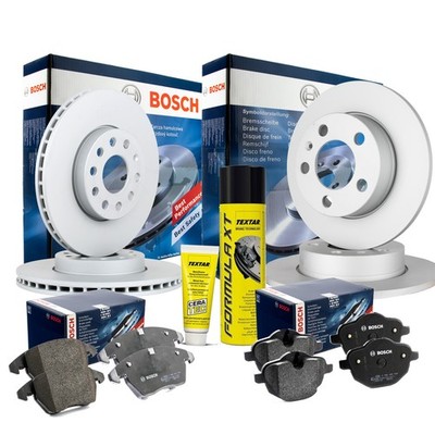 BOSCH Bremsensatz + Ceratec + Bremsenreiniger CITROEN C3 II DS3 PEUGEOT VORN Ø28