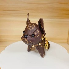 US Seller - Luxury Dog KeyChain - Bulldog Dark Brown Print 13x10cm