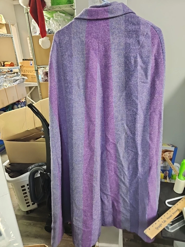 DD AVOCA Irlanda Vintage Lila Púrpura Rayas Tweed Lana Capa Chal Gran Tamaño Pequeño Foto 4 de 4