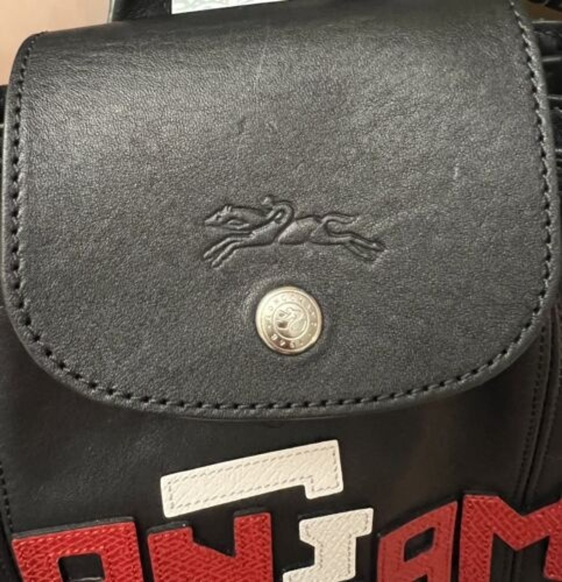 Longchamp LIMITED Black Lettering Logo Patch Leather XS  display picture 1