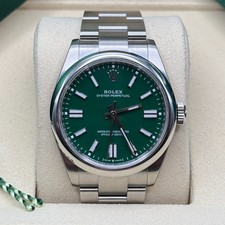 Rolex Oyster Perpetual NEW 2026 Green Index Stainless Steel Smooth Bezel Oyster
