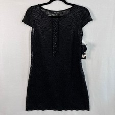 Nine West Women's Lace Overlay Sheath Dress Size 6 Black Lined NWT