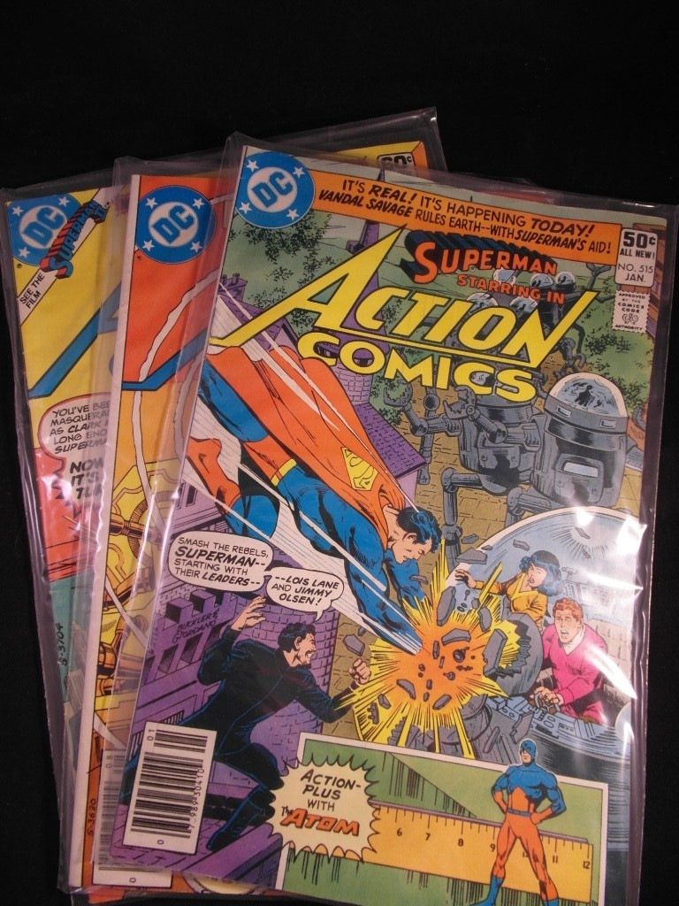 ACTION COMICS SUPERMAN 3 COMIC SET DC #515, #522 and #524 1981 Bronze AGE  (9)