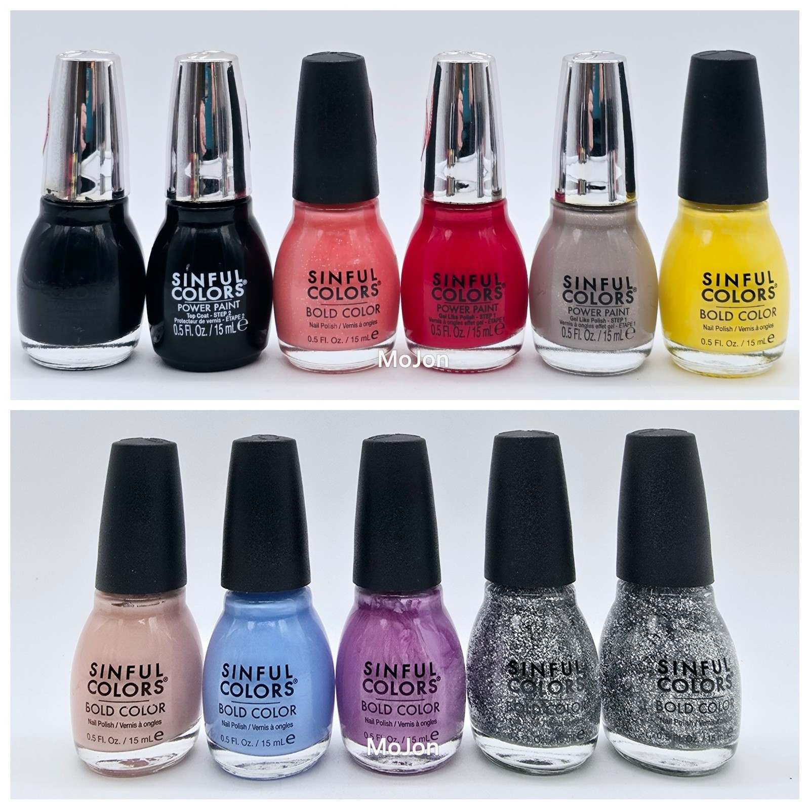 Lot Of 11 Sinful Colors Nail Polish Glitter Silver Black Blue Purple Pink Red
