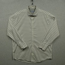 Twillory Shirt Mens 17 32-33 Gray White Check Dress Tailored Fit Performance