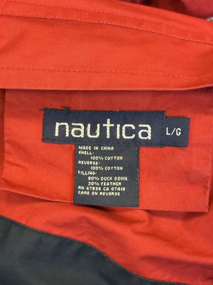 Vintage Nautica Reversible Down Puffer Jacket Y2K Colorblock Nautical • Large - Image 4 of 4